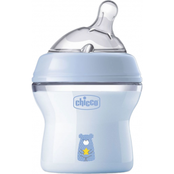 Бутылочка пластиковая CHICCO NATURAL FEELING 150 мл, 0м+ голубая