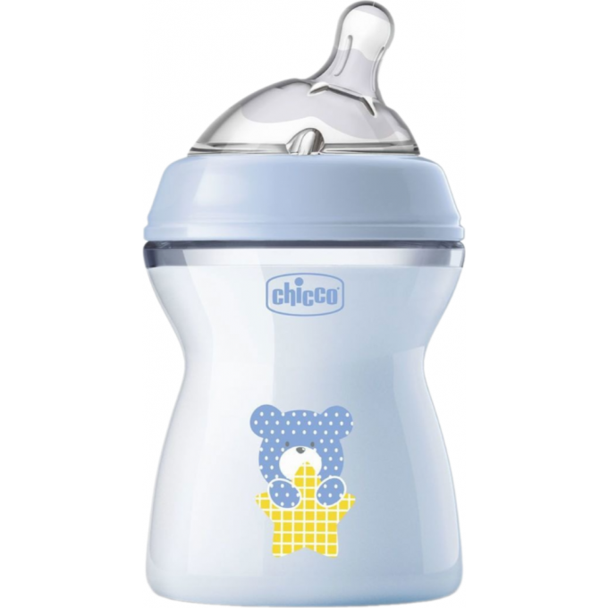 Бутылочка пластиковая CHICCO NATURAL FEELING 250 мл, 2м+ голубая 00081323200000