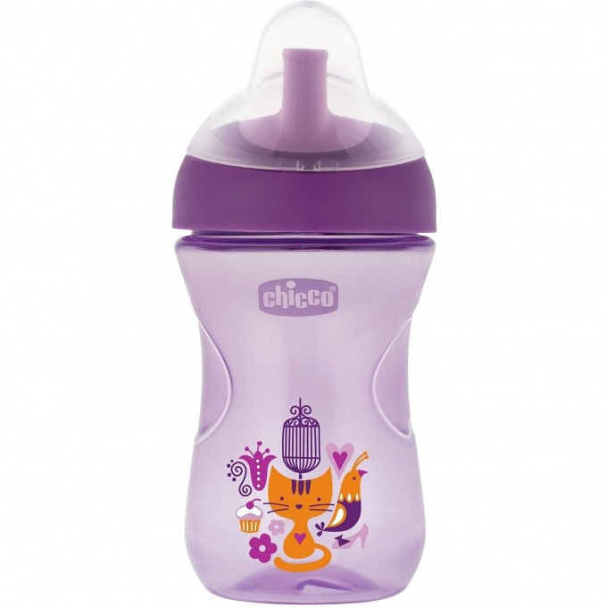 Чашка-поильник CHICCO ADVANCED CUP (с трубочкой), 12м+, 266 мл, сиреневый/лисичка 340624122