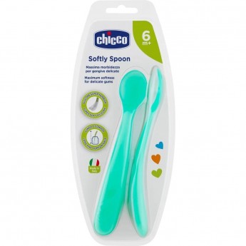 Ложка мягкая CHICCO силиконовая 6м+, голубая (2шт) Ложка мягкая CHICCO силиконовая 6м+, голубая (2шт)
