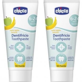 Набор детских зубных паст CHICCO, яблоко/банан (2 шт) Набор детских зубных паст CHICCO, яблоко/банан (2 шт)