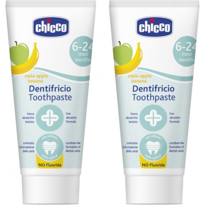 Набор детских зубных паст CHICCO, яблоко/банан (2 шт) 2320100180