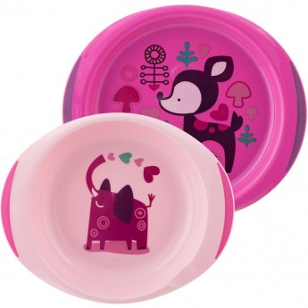Набор тарелок CHICCO, 12м+, 2 шт., розовый