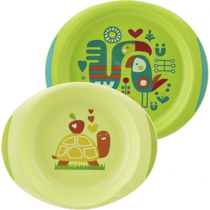 Набор тарелок CHICCO, 12м+, 2 шт., зеленый 340728210