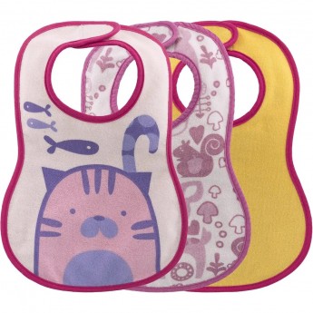 Нагрудник CHICCO EASY MEAL 6м+, розовый (3 шт) Нагрудник CHICCO EASY MEAL 6м+, розовый (3 шт)