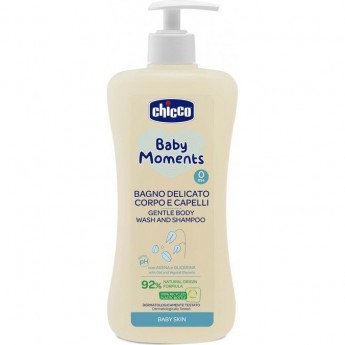Нежная пена CHICCO BABY MOMENTS DELICATE SKIN для волос и тела 500 мл