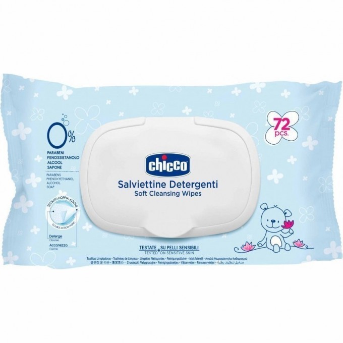 Очищающие салфетки CHICCO, 72 шт, Голубой 00009163000000