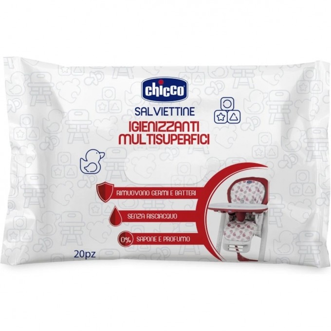 Универсальные очищающие салфетки CHICCO для поверхностей 20 шт 10636000000