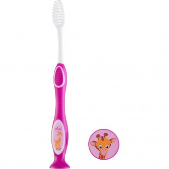 Зубная щетка детская для чистки зубов CHICCO (розовая/фиолетовая), 3-6 лет